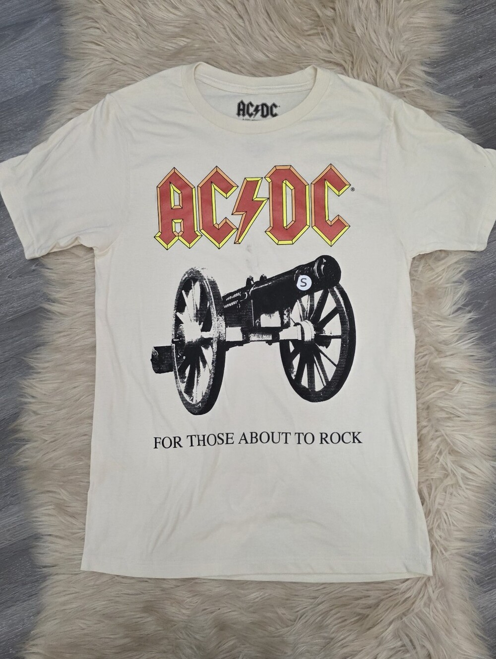 AC/DC 'For Those About To Rock' White Graphic Tee Men's Size Small